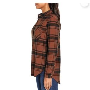 GAP Plaid Button-Up Shirt Brown and Black